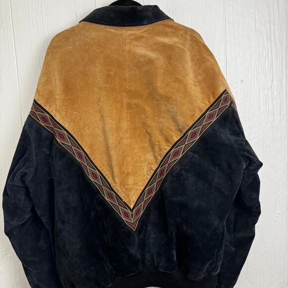 Cripple Creek Vintage Leather Aztec Colorblock Suede Jacket Size XXL Western - Picture 12 of 14